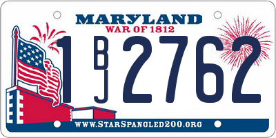 MD license plate 1BJ2762