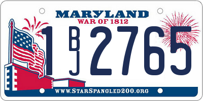 MD license plate 1BJ2765