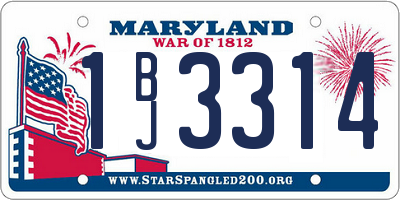 MD license plate 1BJ3314