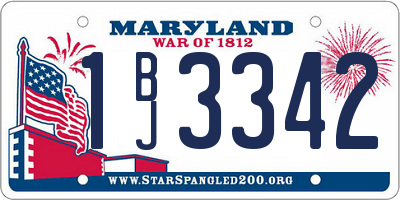 MD license plate 1BJ3342