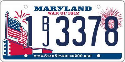 MD license plate 1BJ3378