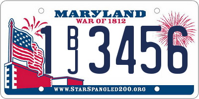 MD license plate 1BJ3456