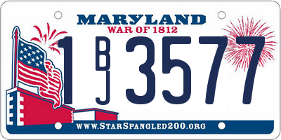 MD license plate 1BJ3577