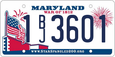 MD license plate 1BJ3601