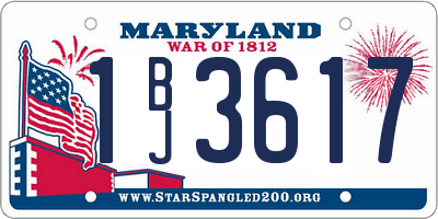 MD license plate 1BJ3617