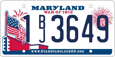 MD license plate 1BJ3649