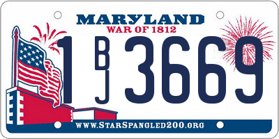 MD license plate 1BJ3669