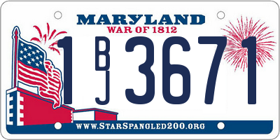 MD license plate 1BJ3671