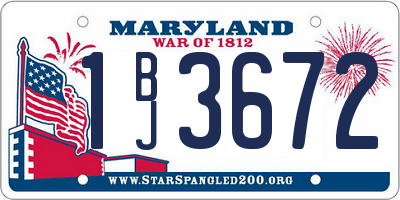 MD license plate 1BJ3672