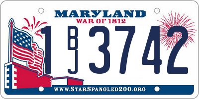 MD license plate 1BJ3742