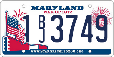 MD license plate 1BJ3749