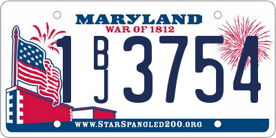 MD license plate 1BJ3754