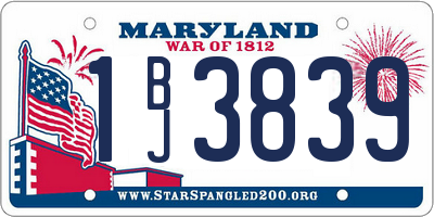 MD license plate 1BJ3839