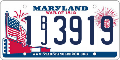 MD license plate 1BJ3919