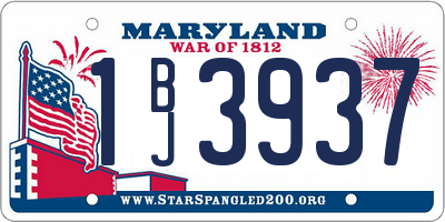 MD license plate 1BJ3937