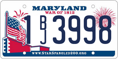 MD license plate 1BJ3998