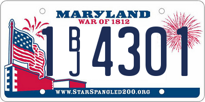 MD license plate 1BJ4301