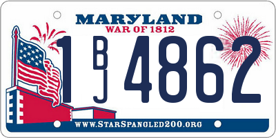 MD license plate 1BJ4862