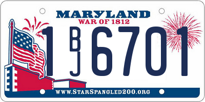MD license plate 1BJ6701