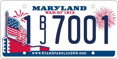 MD license plate 1BJ7001