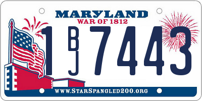 MD license plate 1BJ7443