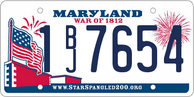 MD license plate 1BJ7654