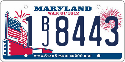 MD license plate 1BJ8443
