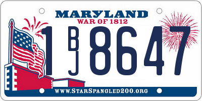 MD license plate 1BJ8647