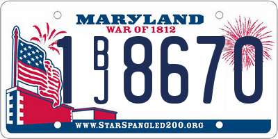 MD license plate 1BJ8670