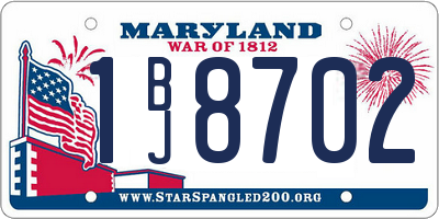 MD license plate 1BJ8702