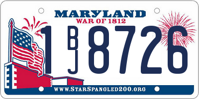 MD license plate 1BJ8726