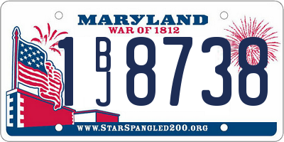 MD license plate 1BJ8738