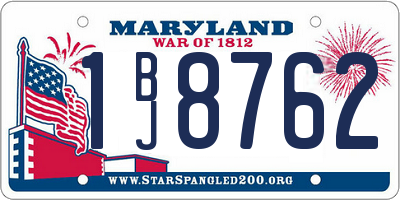MD license plate 1BJ8762