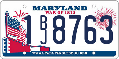 MD license plate 1BJ8763