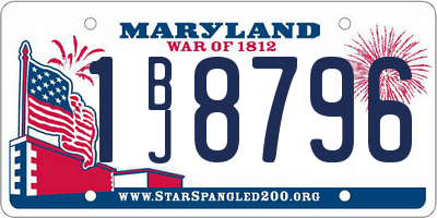 MD license plate 1BJ8796