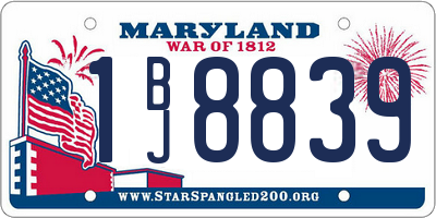 MD license plate 1BJ8839