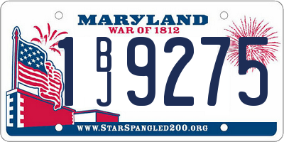 MD license plate 1BJ9275
