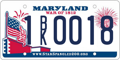 MD license plate 1BK0018