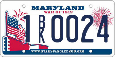 MD license plate 1BK0024