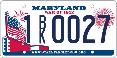 MD license plate 1BK0027