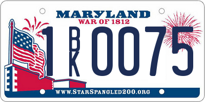 MD license plate 1BK0075