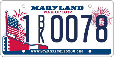 MD license plate 1BK0078