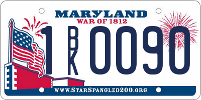 MD license plate 1BK0090