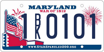 MD license plate 1BK0101