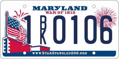 MD license plate 1BK0106