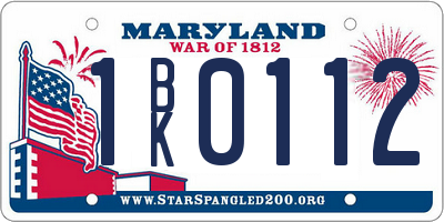 MD license plate 1BK0112