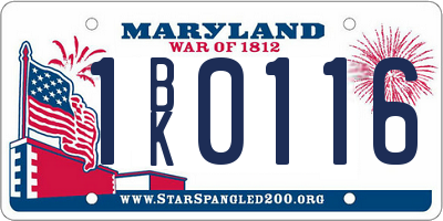 MD license plate 1BK0116