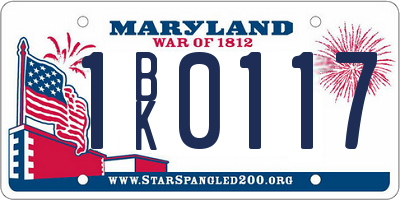 MD license plate 1BK0117