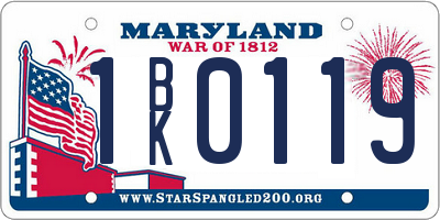 MD license plate 1BK0119