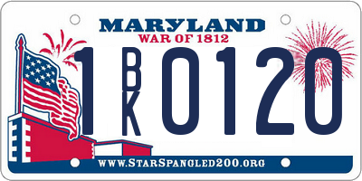 MD license plate 1BK0120